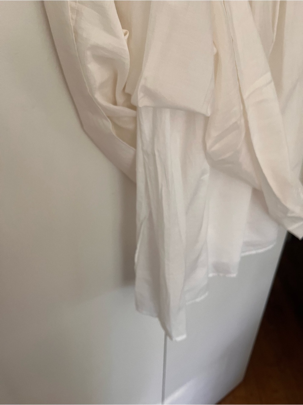 Gap Fit and Flare Dress Womens White Size 14 Cotton Silk V-Neck Sleeveless Midi - Picture 4 of 7